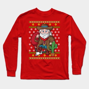 Western Cowboy Santa Claus Christmas Long Sleeve T-Shirt